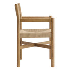 Modway Alvia Oak Wood Dining Armchairs With Woven Seats Set of 2