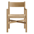 Modway Alvia Oak Wood Dining Armchairs With Woven Seats Set of 2