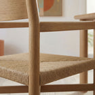 Modway Alvia Oak Wood Dining Armchairs With Woven Seats Set of 2