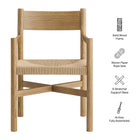 Modway Alvia Oak Wood Dining Armchairs With Woven Seats Set of 2