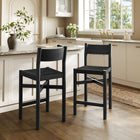 Modway Alvia Oak Wood Counter Stools With Woven Seats Set of 2