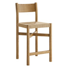 Modway Alvia Oak Wood Counter Stools With Woven Seats Set of 2