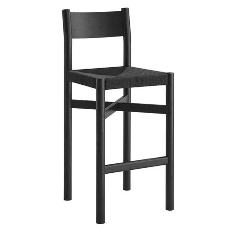 Modway Alvia Oak Wood Bar Stools With Woven Seats Set of 2