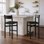Modway Alvia Oak Wood Bar Stools With Woven Seats Set of 2