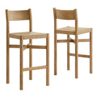 Modway Alvia Oak Wood Bar Stools With Woven Seats Set of 2