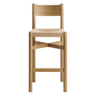 Modway Alvia Oak Wood Bar Stools With Woven Seats Set of 2
