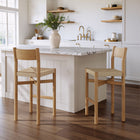 Modway Alvia Oak Wood Bar Stools With Woven Seats Set of 2