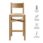 Modway Alvia Oak Wood Bar Stools With Woven Seats Set of 2