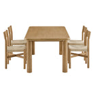 Modway Alvia 5-Piece Oak Wood Dining Table and Chairs Set
