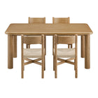 Modway Alvia 5-Piece Oak Wood Dining Table and Chairs Set