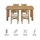 Modway Alvia 5-Piece Oak Wood Dining Table and Chairs Set