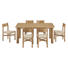 Modway Alvia 7-Piece Oak Wood Dining Table and Chairs Set