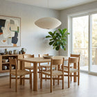 Modway Alvia 7-Piece Oak Wood Dining Table and Chairs Set
