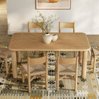 Modway Alvia 7-Piece Oak Wood Dining Table and Chairs Set