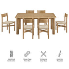 Modway Alvia 7-Piece Oak Wood Dining Table and Chairs Set