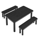 Modway Alvia 3-Piece Oak Wood Dining Table and Benches Set