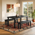 Modway Alvia 3-Piece Oak Wood Dining Table and Benches Set