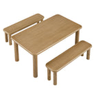 Modway Alvia 3-Piece Oak Wood Dining Table and Benches Set