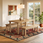 Modway Alvia 3-Piece Oak Wood Dining Table and Benches Set