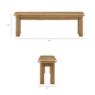 Modway Alvia 3-Piece Oak Wood Dining Table and Benches Set