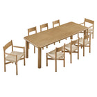 Modway Alvia 9-Piece Oak Wood Extendable Dining Table and Chairs Set