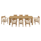 Modway Alvia 9-Piece Oak Wood Extendable Dining Table and Chairs Set