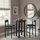 Modway Alvia 3-Piece Round Oak Wood Bar Table With Bar Stools Set