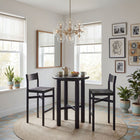 Modway Alvia 3-Piece Round Oak Wood Bar Table With Bar Stools Set