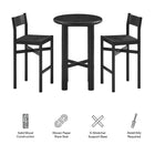 Modway Alvia 3-Piece Round Oak Wood Bar Table With Bar Stools Set