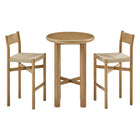 Modway Alvia 3-Piece Round Oak Wood Bar Table With Bar Stools Set