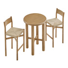Modway Alvia 3-Piece Round Oak Wood Bar Table With Bar Stools Set