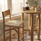 Modway Alvia 3-Piece Round Oak Wood Bar Table With Bar Stools Set