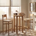Modway Alvia 3-Piece Round Oak Wood Bar Table With Bar Stools Set