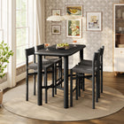 Modway Alvia 5-Piece Rectangular Oak Wood Bar Table With Bar Stools Set