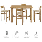 Modway Alvia 5-Piece Rectangular Oak Wood Bar Table With Bar Stools Set