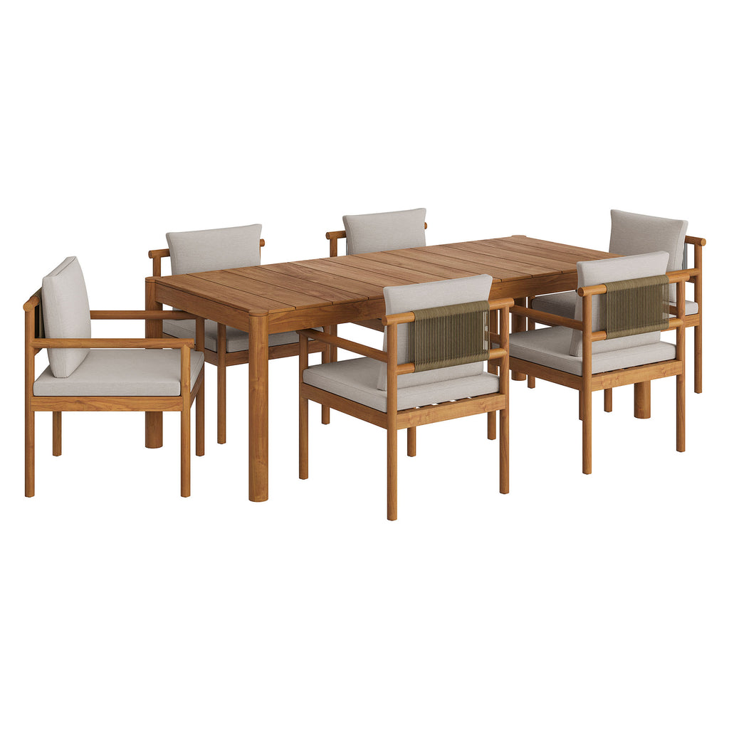 Modway Eleni 7 Piece Outdoor Patio Teak Wood Dining Set