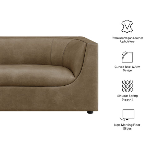 Modway Hilda 86" Curved Back Vegan Leather Sofa