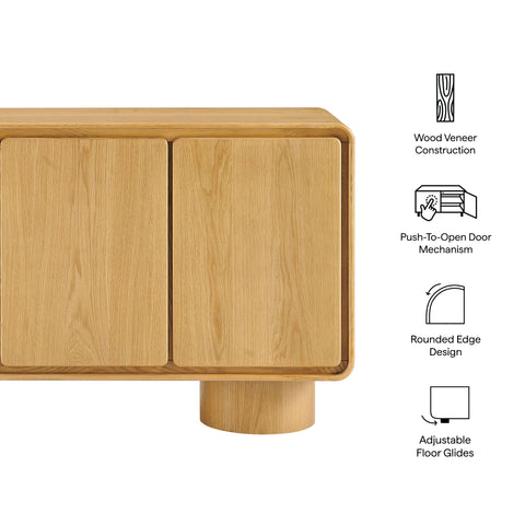 Modway Lumo 3-Door Curved Wood Accent Cabinet