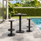 Modway Neo 3-Piece Round Indoor - Outdoor Patio Patio Wood Bar Table And Stool Set