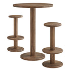 Modway Neo 3-Piece Round Indoor - Outdoor Patio Patio Wood Bar Table And Stool Set