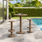 Modway Neo 3-Piece Round Indoor - Outdoor Patio Patio Wood Bar Table And Stool Set