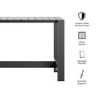 Modway Tahoe 59 Inch Rectangle Outdoor Patio Aluminum Bar Table