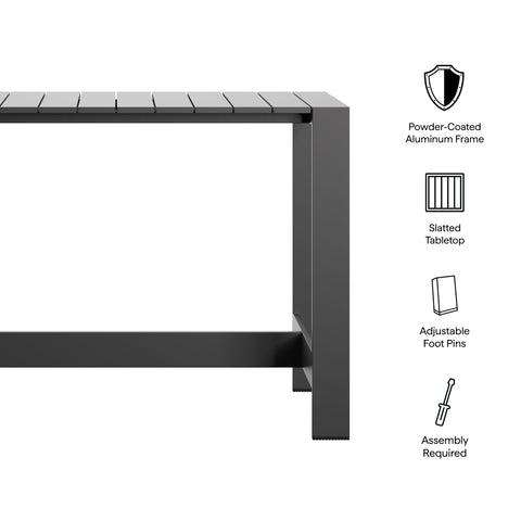 Modway Tahoe 59 Inch Rectangle Outdoor Patio Aluminum Bar Table