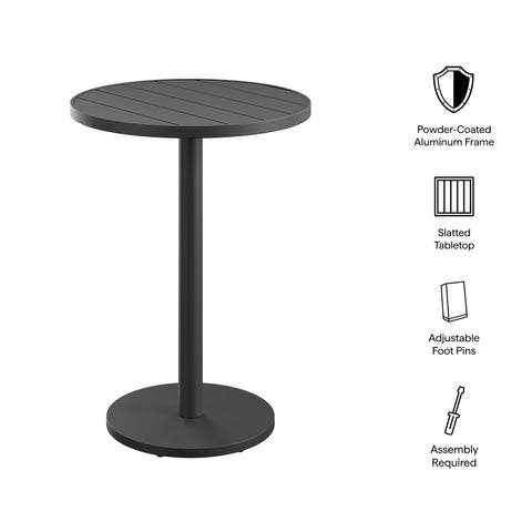 Modway Tahoe 31 Inch Round Outdoor Patio Aluminum Bar Table