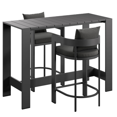 Modway Tahoe 3-Piece Outdoor Patio Aluminum Bar Table Set