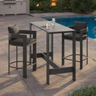 Modway Tahoe 3-Piece Outdoor Patio Aluminum Bar Table Set