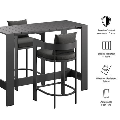 Modway Tahoe 3-Piece Outdoor Patio Aluminum Bar Table Set