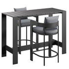 Modway Tahoe 3-Piece Outdoor Patio Aluminum Bar Table Set