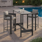 Modway Tahoe 3-Piece Outdoor Patio Aluminum Bar Table Set