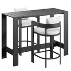 Modway Tahoe 3-Piece Outdoor Patio Aluminum Bar Table Set